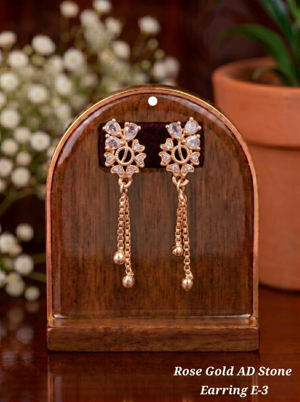 Rose gold ad Stone Earring L 3 Indian wholesale artificial jewelry